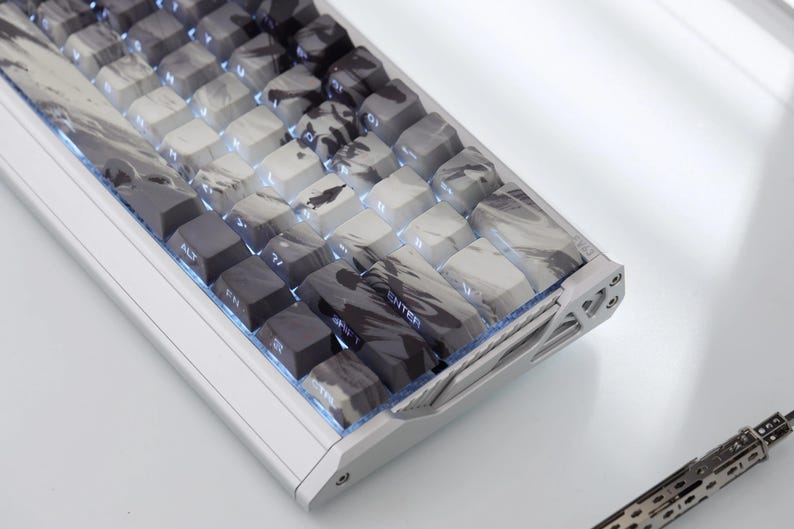 Black White Marble Landscape Keycap Set for Mechanical Keyboard ...