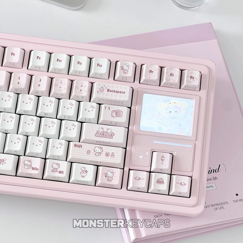 Cute Hello Kitty Sanrio Themed Keycap Set for Mechanical Keyboard ...