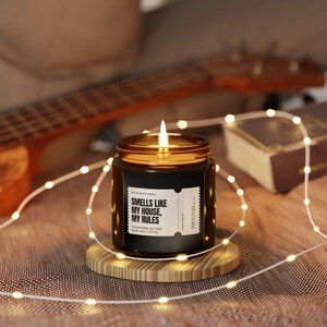 Funny Sarcastic Candle / Smells Like My House My Rules / Housewarming Gift / Home Decor image 4
