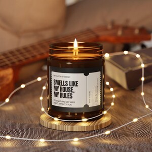 Funny Sarcastic Candle / Smells Like My House My Rules / Housewarming Gift / Home Decor image 9