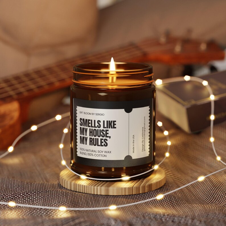 Funny Sarcastic Candle / Smells Like My House My Rules / Housewarming Gift / Home Decor image 9