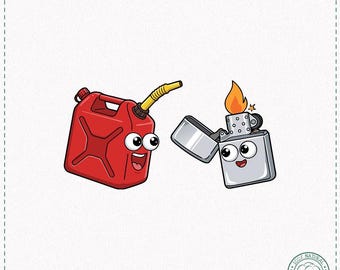 Dark Humor Shirt | Googly Eyes Gas Can and Lighter Tee | Match Made in Hell | Chaotic Energy Pyro Gift