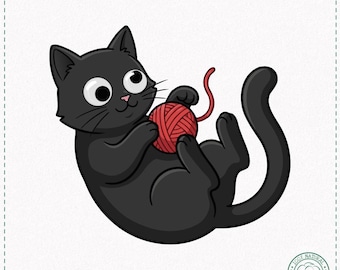 Black Cat Googly Eyes T-Shirt - Funny Yarn Ball Kitten Meme Shirt