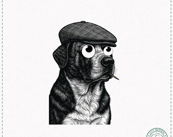 Peaky Blinders Dog V2 Googly Eyes T-Shirt - Funny Newsboy Cap Gangster Animal