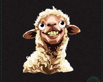 Smiling Sheep Googly Eyes T-Shirt - Quirky Stencil Animal Meme Shirt