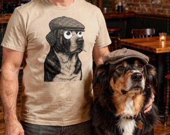 Peaky Blinders Dog  V1 Googly Eyes T-Shirt - Funny Newsboy Cap Gangster Animal