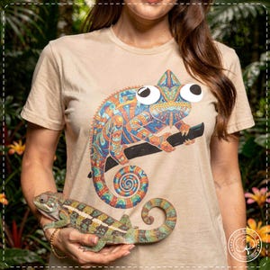 Derpy Chameleon T-Shirt - Trippy Colorful Psychedelic Mandala Lizard, Weirdcore Tee