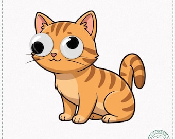 Ginger Cat Googly Eyes T-Shirt - Derpy Kitty Graphic Tee