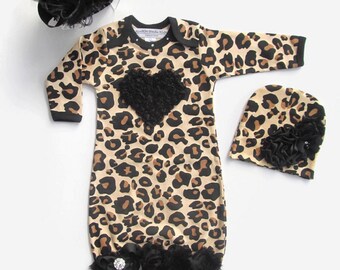 leopard baby gown