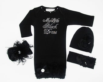 little black dress baby onesie