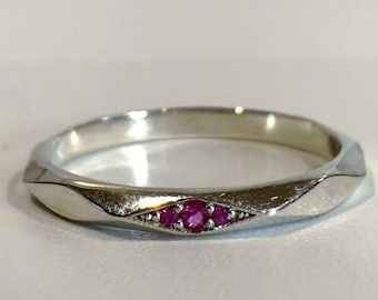 Silver and Pink Sapphire Hidden Power Ring