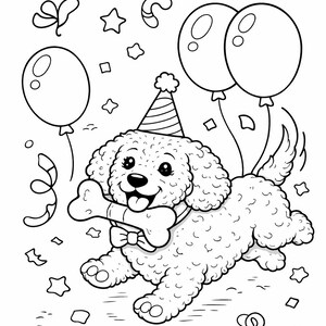 Cockapoo Birthday | Coloring Pages – Dog Themed Kids Activity (Digital Download)