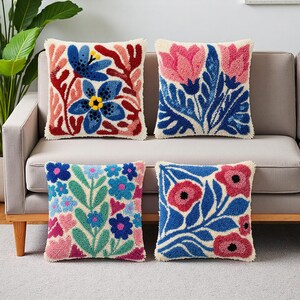 Botanical Garden Latch Hook Pillow Kit Plant Flower Leaf Blossom Adult Hobby Craft Kit