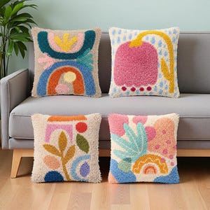Modern Shape Latch Hook Cushion Kit Arch Drop Leaf Curve Trendy Apartment Room Decor