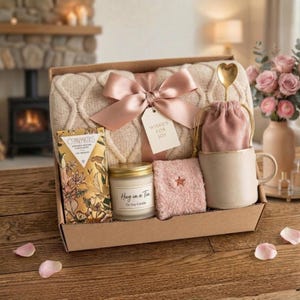 Classy Gift Basket for Women, Cozy Self Care Gift Box, Care Package with Blanket, Gifts for Her, Mothers Day Gift, Thinking of You Box