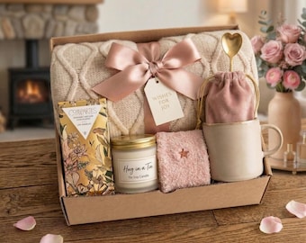 Classy Gift Basket for Women, Cozy Self Care Gift Box, Care Package with Blanket, Gifts for Her, Mothers Day Gift, Thinking of You Box