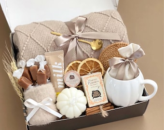 Hug In A Box, Encouragement Gift, Mom Gift Set, Hygge Gift Box, Thinking Of You Box, Cozy Care Package, Self Care Basket, Blanket Gift Box