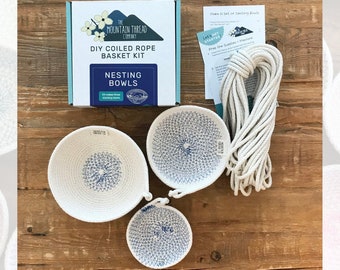 DIY Nesting Bowls Kit Coiled Rope Basketry—Make Your Own Craft Sewing Pattern Tutorial Organizer Bowl Storage Home Storage Gift