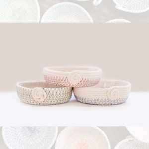 Set of 3 Shallow Bowls—Coiled Rope Basketry Gift Set Specially Designed 100% Cotton Rope Home Decor Macrame