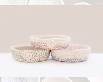 Set of 3 Shallow Bowls—Coiled Rope Basketry Gift Set Specially Designed 100% Cotton Rope Home Decor Macrame