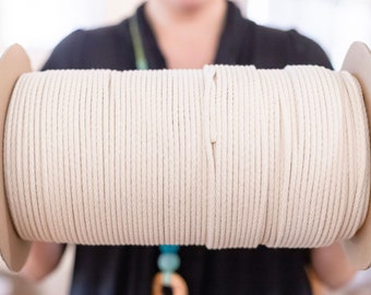 Specially Designed Spool 3/16&quot; 100% Cotton Rope—5mm—American Made—1000-ft Solid Braid Cord Macrame Coiled Basket Bowl Basketry DIY Supplies