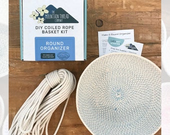 DIY Round Organizer Kit Coiled Rope Basketry—Make Your Own Craft Sewing Pattern Tutorial Organizer Bowl Storage Home Storage Gift