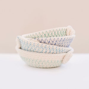 Set of 4 Small Trinket Bowls—Coiled Rope Basketry Gift Set Specially Designed 100% Cotton Rope Home Decor