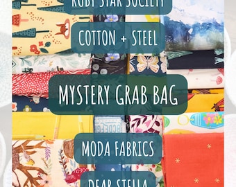 Mystery Fabric Grab Bag—Ruby Star Society, Cotton+Steel, Moda, Tula Pink, Rifle Paper Co Deadstock Out of Print Quilting Scraps Sewing DIY