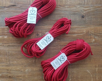 Red Specially Designed 3/16" Colorful Cotton Solid Braid Rope—Cord Macrame Coiled Basket Bowl Basketry DIY Make It Yourself Supply