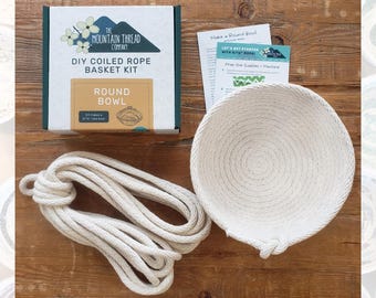 DIY Round Bowl 5/16" Kit Coiled Rope Basketry—Make Your Own Craft Sewing Pattern Tutorial Organizer Bowl Storage Home Storage Gift