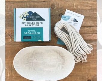 DIY Oval Organizer Kit Coiled Rope Basketry—Make Your Own Craft Sewing Pattern Tutorial Organizer Bowl Storage Home Storage Gift