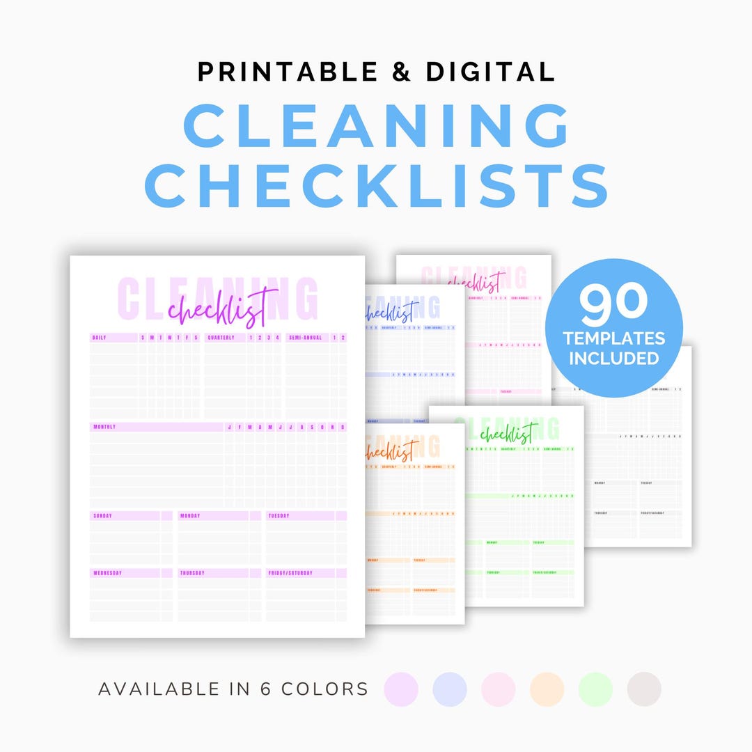 Pastel Cleaning Checklists, Editable ADHD Chores Home Cleaning Planner ...