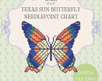 Texas Sun Butterfly digitale borduurkaart | Western-cowboy-steekpatroon (pdf-download)