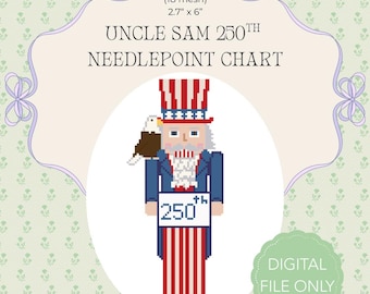 Tableau de broderie de l'Oncle Sam 250e | Aigle patriotique au point de croix (téléchargement numérique PDF)