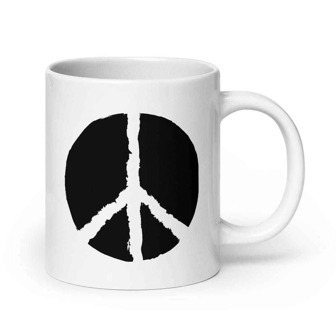 Black Distressed Peace Symbol 20 Oz Coffee Mug — Peace, Ceramic - Etsy