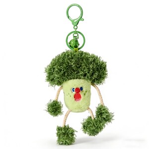 Llavero de peluche de brócoli kawaii, bonito llavero de verduras, divertido abalorio de brócoli para bolso, llavero de verduras de dibujos animados.