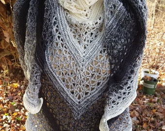 Black Gray and White Shawl