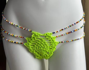 Handmade Crochet Pearl lingerie-Feminine Crochet Underwear- Romantic Bridal Intimates