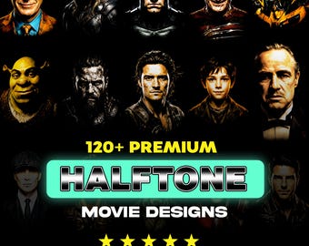 120+ Halbton-Movie-Designs | Hochauflösende PNG Grafik-Bundle