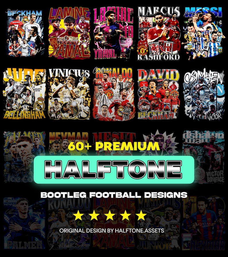 60+ Halftone Bootleg Football Designs PNG – Vintage Street Sports ...