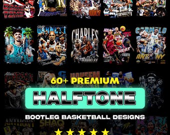 60+ Halbton Basketball Designs PNG | Bold Sport Artwork für schwarzen Stoff, DTF, Siebdruck & Sublimation