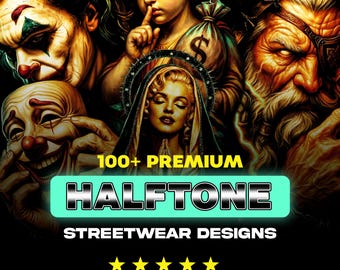 100 PNG-Pack für den Streetwear-Stil | A2 A3 A4 Formate | Druckfertiges Grafik-Bundle