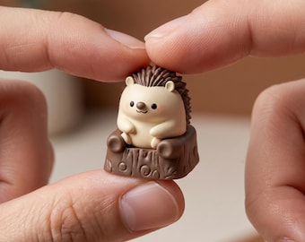 Hedgehog Artisan Keycap Hand Painted 3D Printed Resin | Cute Animal Keycap for Cherry MX Mechanical Keyboard Gift