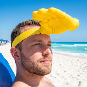 Bandeau pare-soleil amusant en forme de main imprimé en 3D, chapeau original à claquer pour festival, plage ou fête, casquette jaune, accessoire photo TikTok, cadeau