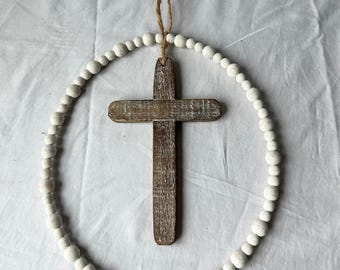 Antique farmhouse Wood Cross wall hanging hand made old woods house decoration