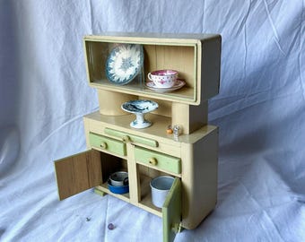 Antique Primitive hand-made wood little toy doll kichen hutch cabinet and cupboard , very nice farm house decoration&children room