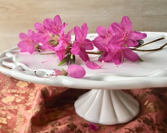 Milk Glass Cake Stand,Vintage Milk Glass 14" wide