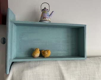 Antique Primitive hand-made wooden drawer  Annie Sloan dock egg blue color  hand made old kichen artist  box  wall hanging or picture frame
