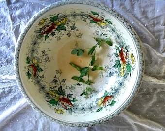 Antique ironstone,transferware big faiance bowl,shabby vintage,farmhouse decor,
