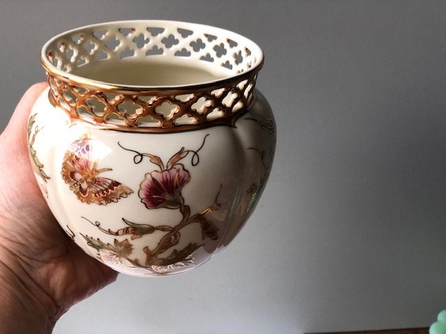 Zsolnay Hungarian Hand Painted Porcelain With Gold.pecs Hungary